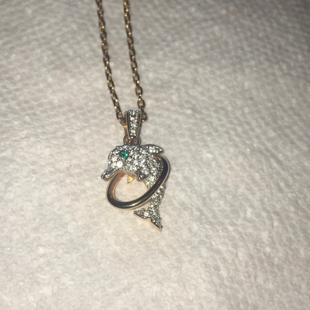 Beautiful vintage Swarovski jewelry collection dolphin necklace